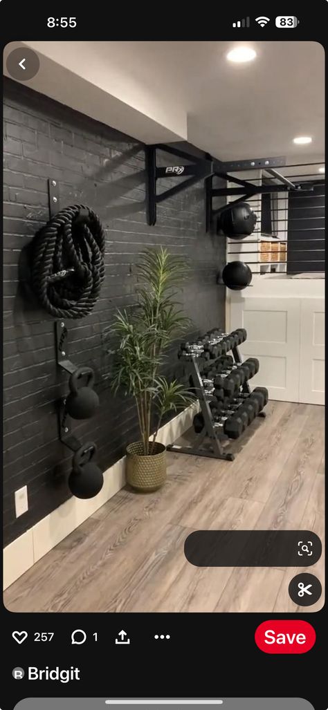 All Black Home Gym, Black Garage Gym, Black Home Gym, Black And White Gym, Home Gym Black, Black Garage, Basement Gym, White Gym, Gym Room At Home