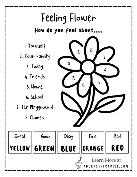 Emotion Worksheets — A Ducks Therapist Emotional Processing Worksheet, Elementary Counseling Activities, Anger Therapy Activities For Kids, Hands Are Not For Hitting Activities, Art Therapy Activities Printables, Play Therapy Room Ideas, Social Work Activities, Play Therapy Activities, Counselling Room