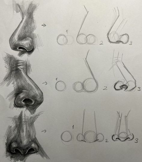 Drawing Ideas Nose, Easy Nose Drawing, Easy Nose Drawings, Drawing Ideas Cat, Nose Drawing Tutorial, Easy Nose, Sketch Nose, Nose Tutorial, Sketch For Beginners