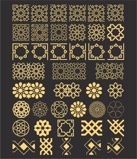 Egyptian Patterns, Islamic Design Pattern, Backpiece Tattoo, Motif Arabesque, Cnc Carving, Islamic Tiles, Vector Line Art, Islamic Motifs, Engraving Printing