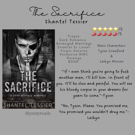 Dark Bully Romance Book review please give credit if repost The Sacrifice Shantel Tessier, Lords Series, Bully Romance Books, Shantel Tessier, Bully Romance, Best Books For Teens, Romance Books Worth Reading, Romance Series Books, Fiction Books Worth Reading