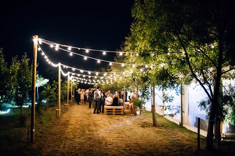 Wedding Lighting For Outdoor Celebrations - ROCK MY WEDDING | UK WEDDING PLANNING & DIRECTORY Festoon Lights Wedding, Wedding Outdoor Lighting, Festoon Lighting Garden, Festoon Lights Outdoor, Back Garden Wedding, Outdoor Wedding Lighting, Garden Marquee, Festoon Lights, Cyprus Wedding