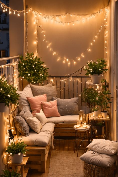 Decorated Balcony Ideas, Studio Balcony Ideas, Apartment Balcony Dining, Decoration For Small Living Room, Boho Apartment Balcony, Small Bedroom With Balcony Ideas, Home Decor Ideas For Small Apartment, Small Balcony Decoration Ideas, Cute Balcony Decor