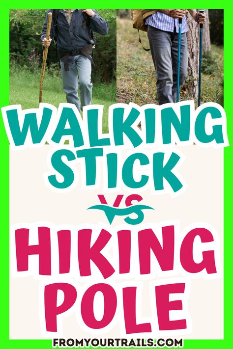 walking stick vs hiking pole Tactical Walking Stick, Hiking Sticks Ideas, Hiking Sticks Diy, Walking Sticks Ideas Homemade, Walking Stick Designs, Wood Hiking Stick, Walking Sticks For Hiking, Swiss Hiking, Walking Sticks For Sale