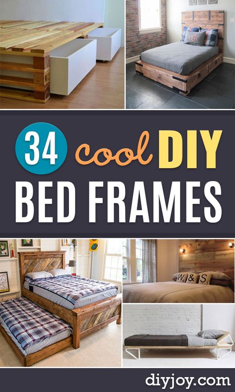 DIY Bed Frames - How To Make a Headboard - Do It Yourself Projects for Platform Beds, Twin, King, Queen and Full Bed - Kids Rooms, Drawers and Storage Units, Bookshelf - Rustic, Farmhouse Style Furniture For Your Bedroom, Modern Decor, Cheap and Easy Ways to Make a Bed With Step by Step Tutorial and Free Plans http://diyjoy.com/diy-bed-frames Diy Bed Frames, Diy Bookshelf Kids, Kids Room Bed, How To Make Headboard, Diy Platform Bed, Farmhouse Style Furniture, Diy Bed Frame, Diy Furniture Bedroom, Small Woodworking Projects