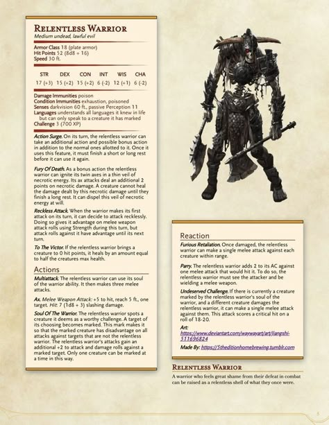 Dnd Undead, Dnd Enemies, Homebrew Monsters, 5e Monsters, Dungeons And Dragons Rules, Dnd Stats, Dnd Monster, Dnd Creatures, Mythical Monsters