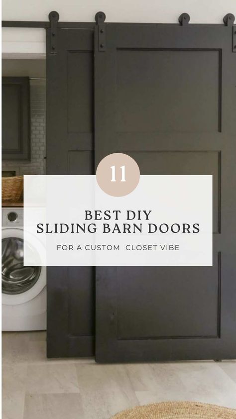 How To Make Barn Doors for a Closet: 11 Best Ways Bypass Sliding Barn Doors Closet, Sliding Barn Door Wardrobe, Diy Bypass Closet Doors How To Build, Basement Storage Door Ideas, Barn Door Laundry Room Closet, Adding Closet Doors, By Pass Closet Doors, Sliding Door For Walk In Closet, Closet Double Door Ideas