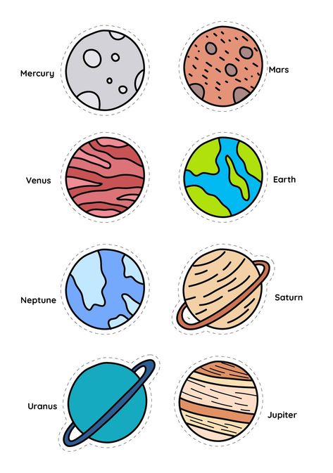 Planet Planet, 8 Planets Drawing, Project About Solar System, Solar System Mobile Craft, The Planets Solar System, The Planets Drawing, Planets Template, Solar System Template, 8 Planets Solar System