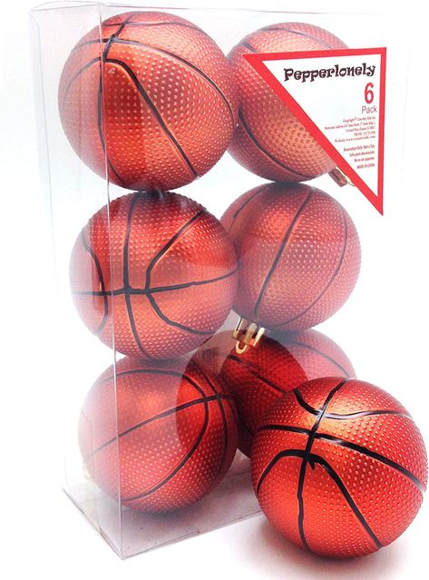 Basketball Ornaments, Basketball Bar Mitzvah, Volleyball Ornaments, Tree Dazzler, Diy Basketball, Golf Ball Crafts, Decor Things, Shatterproof Ornaments, Boy Decor