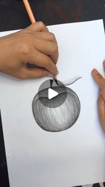 Fruit Observational Drawing, Apple Drawing With Shadow, Basic Shading Drawing, Pencil Shading Techniques Step By Step, Drawing An Apple, How To Do Shading With Pencil, Shading Art Drawings, Fruits Drawing Pencil, Apple Sketch Pencil