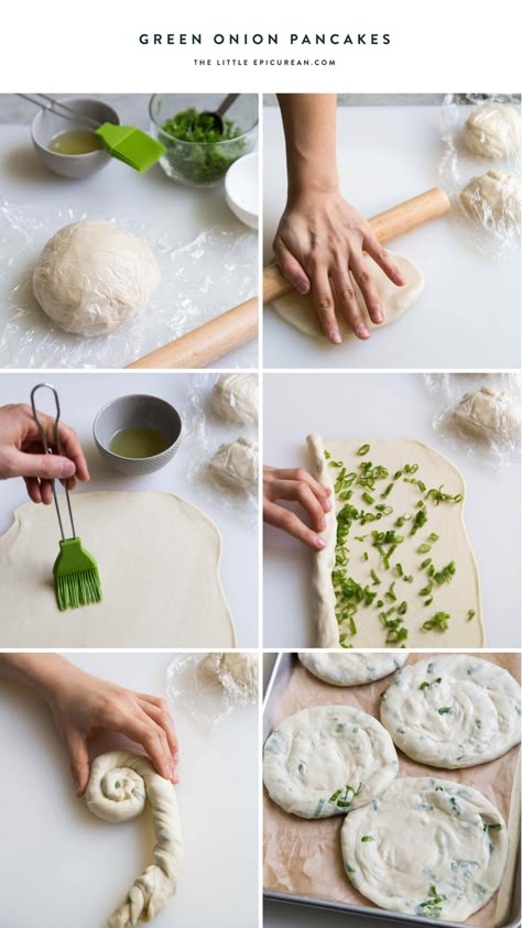 Chinese Green Onion Pancakes- The Little Epicurean Green Onion Pancake, Onion Pancake, Pancakes Pancakes, Chinese Green, Scallion Pancakes, Onion Recipes, Chinese Cooking, Green Onion, Chinese Recipes