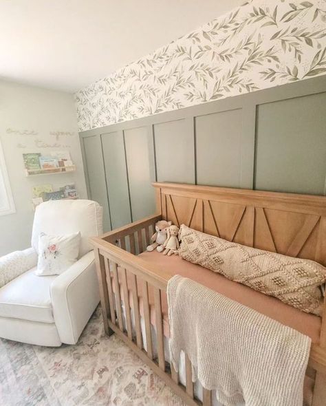 sage green nursery for girls Sage Pink And Grey Nursery, Sage Green Pink Nursery Girl, Green Toile Nursery, Sage Floral Nursery, Nursery With Sage Green Accents, Lavender And Green Nursery, Sage And Yellow Nursery, Olive Green Girl Nursery, Magnolia Themed Nursery