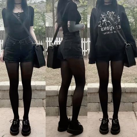 Cute Goth Outfits For School, Outfits For Short Legs Women, Alt Outfit Summer, School Outfits Alt, Goth Outfits Girl, Casual Goth Outfits Summer, Clean Goth Outfits, Casual Alt Outfits, Subtle Goth Outfit