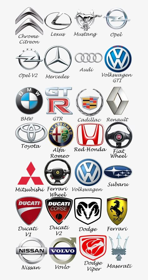 Car Names List, Car Names Ideas, Car Logos With Names, All Car Logos, Luxury Car Logos, Logo Moto, Driving Basics, Car Symbols, Car Brands Logos