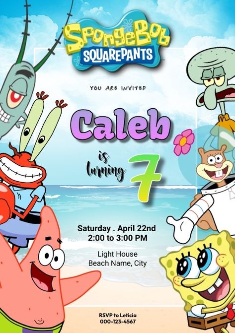 276,030+ Free Templates for 'Spongebob birthday invitation' Happy Birthday Spongebob, Bridal Show Booths, Bob Sponge, A4 Template, Spongebob Party, Spongebob Birthday, Happy Birthday Template, Promotional Flyers, Birthday Template