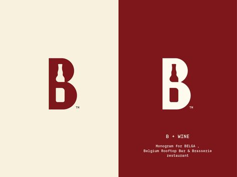 Belga Bar & Brasserie Logo Wine Bottle Logo, Wine Logo Design, Online Shop Ideas, Beer Logo Design, Pub Logo, Luxe Logo, Logo Design Inspiration Vintage, Logo Luxe, Bar Branding