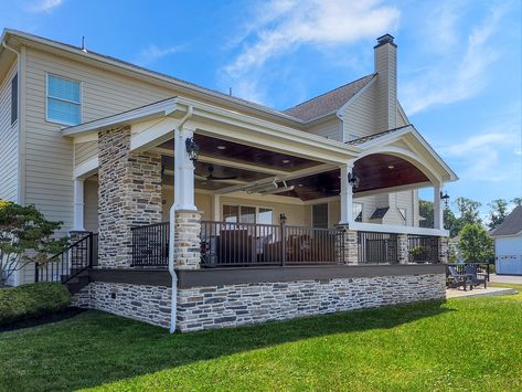 Heritage Stonework Barrel Porch & Deck & Patio - Newtown, PA Extended Porch Ideas, Back Porch Extension, Patio Roof Extension Ideas, Patio Extension Ideas, Patio Extension, Porch Grill, Porch Extension, Backyard Area, Patio Deck Designs