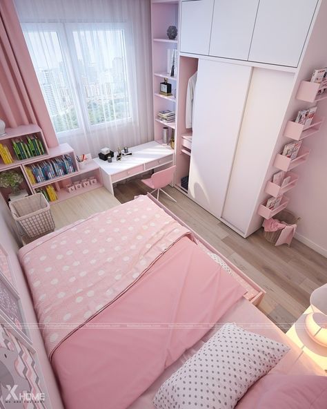 Tiny Bedroom Design, Small Apartment Bedrooms, Hiasan Bilik Tidur, Small Room Design Bedroom, Small Bedroom Decor, Girl Bedroom Designs, Small Room Design, Teen Bedroom Decor, Room Design Bedroom