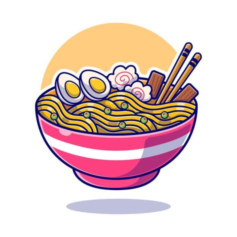 Ramen noodle japanese food flat. | Premium Vector #Freepik #vector #food Noodle Doodle, Noodle Art, Ramen Noodle Bowl, Ramen Soup, Food Sketch, Ramen Noodle, Japon Illustration, Food Stickers, Noodle Bowls