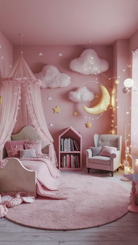 Kid Room Ideas Girl, Toddler Pink Bedroom, Kids Room Design Girl, Toddler Room Pink, Princess Room Ideas Toddler, Pink Kids Bedroom Ideas, Princess Bedroom Ideas Toddler, Girls Pink Bedroom Ideas, Princess Theme Room