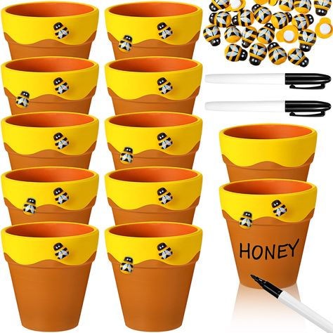 PRICES MAY VARY. Unleash Your Creativity with DIY Set: the package includes 12 terracotta honey bee pots, 24 bee decorations, and 2 markers in black, ideal for DIY some gift, bringing out your artistic side to create unique vibrant displays, adding fun to your bee party, birthday parties, baby showers Ideal Decorations for Special Events: the terracotta pots can be applied to a bee themed party or other special event; They are designed with irregular yellow edges, it looks like honey overflows; Honey Theme Birthday, Bee Themed Party Ideas, Bee Theme Party Decorations, Honey Bee Centerpieces, Honey Bee Party Decorations, Sweet As Can Bee Baby Shower Theme, Yellow Decorations Party, First Bee Day Party Decorations, Yellow Themed Birthday Party