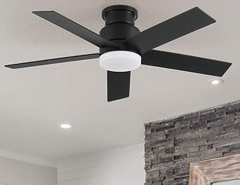 Harbor Breeze Bristle 44-in Matte black LED Indoor Flush Mount Ceiling Fan with Light and Remote (5-Blade) Lowes.com Flush Ceiling Fan With Light, Black Ceiling Fans With Light, Ceiling Fan With Lights For Bedroom, Leopard Office, Ceiling Fan Black, Black Flush Mount Light, Gray Ceiling Fan, Bedroom Ceiling Fan, Bedroom Finds