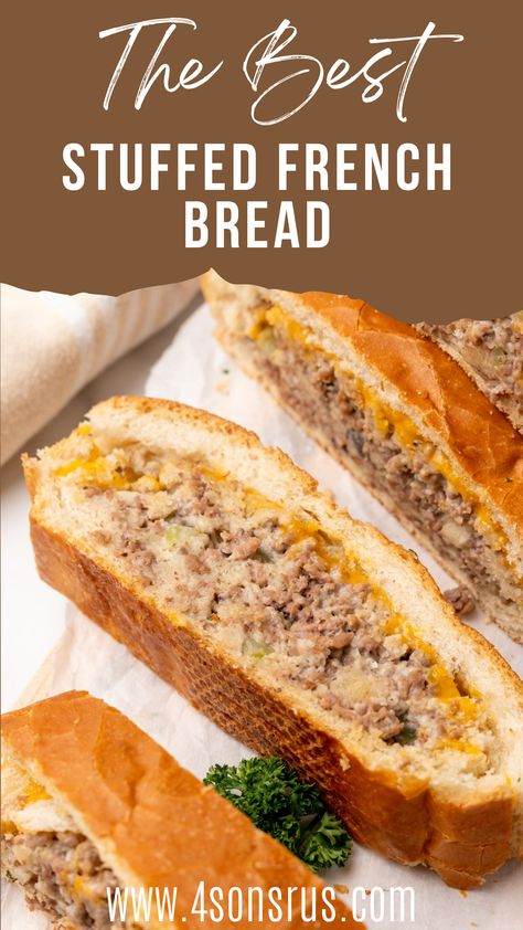 What To Make With Italian Bread, What Can I Make With French Bread, Bread Loaf Dinner Ideas, Easy Stuffed Bread Recipes, Meals With French Bread, Loaded Bread Recipes, Stuff French Bread, What To Do With French Bread Loaf, Recipes For French Bread