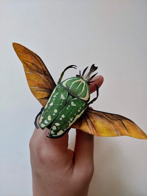 The Wandering Beetle — Kerilynn Wilson illustration Paper Insects, Beautiful Sculptures, Taxidermy Art, Paper Sculptures, Bug Art, Paper Birds, Paper Butterflies, Beautiful Bugs, Insect Art