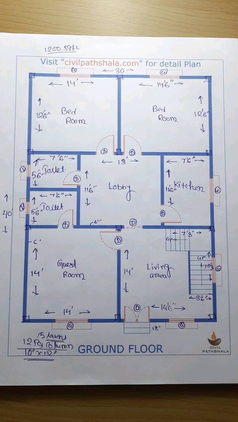 30x40 sq ft Indian House Plan 🏠 | House Design ~ ~ ~ ~ ~ ~ ~ ~ ~ ~ ~ ~ ~ ~ ~ #civilpathshala #civilengineering #floorplans #2dplan… | Instagram Map Of House Design, 30 By 40 House Plans Design, 40×40 House Plans, 30×30 House Plan, 3 Rooms House Plan Design, 40 X 40 House Plans, Home Plans Indian, Home Design Plans Indian, Floor Plan Design Layout