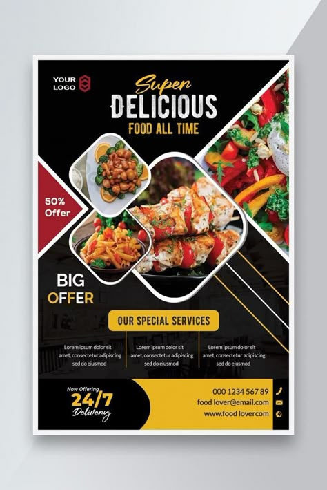 Super Delicious Resturant Food Flyer Design#pikbest# Food Sale Flyer, Brochure Food, Menue Design, Restaurant Poster, Menu Flyer, Restaurant Flyer, Food Flyer, Food Banner, 광고 디자인