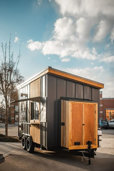 Container Kiosk, Cabin Coffee, Drive Thru Coffee, Mobile Cafe, Diy Awning, Cottage Tiny House, Modern Coffee Shop, Mobile Coffee Shop, Coffee Trailer