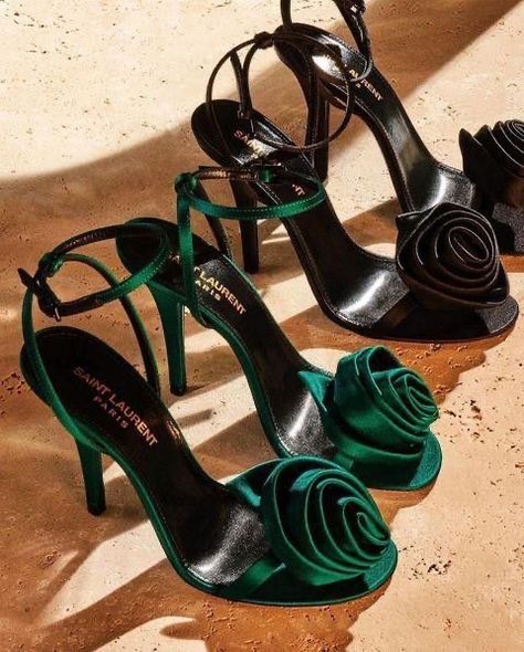 Wedding Dress Sandals, Ivy Flower, Shoes Heels Classy, Ysl Heels, Green Heels, Ysl Shoes, Saint Laurent Shoes, Stiletto Sandals, Carrie Bradshaw