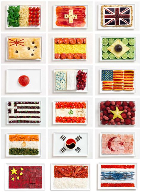 Food Flags; These delicious flags were designed for the Sydney International Food Festival by the advertising agency WHYBINTBWA. It’s a fantastic concept that creates a nation’s flag from the food associated with the country. International Food Festival, Food Flags, National Flags, Basil Pasta, International Food, Advertising Agency, Food Festival, Funny Pics, Tomatoes