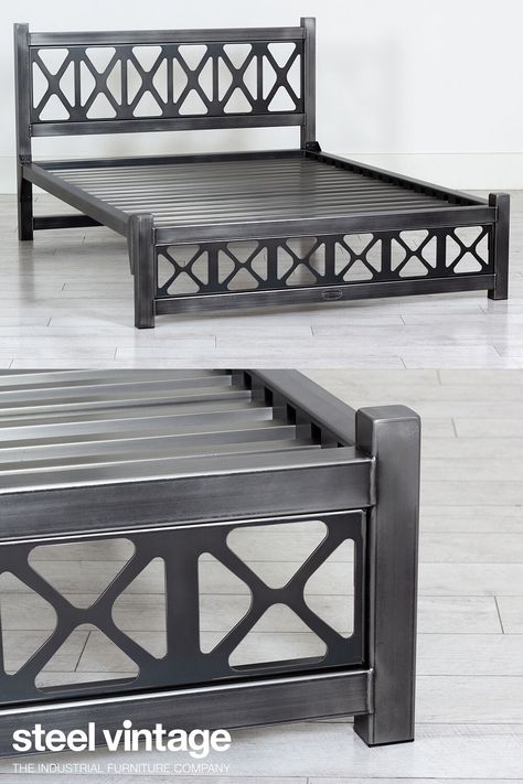 Cot Design, Industrial Bedroom Furniture, Steel Bed Design, Industrial Bed, Iron Furniture Design, Cahuita, Steel Furniture Design, Steel Door Design, Steel Bed Frame