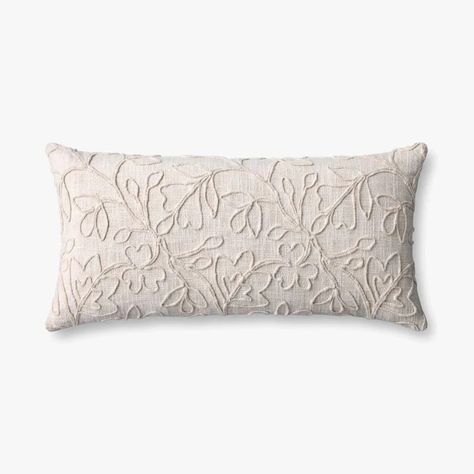 PLL0127 NATURAL | Loloi Rugs Peach Throw Pillows, Modern Farmhouse Pillow, Dining Room Refresh, Ivory Throw Pillows, Ivory Palette, Pillows Living Room, Botanical Pillow, Cream Pillows, Throw Pillows Living Room