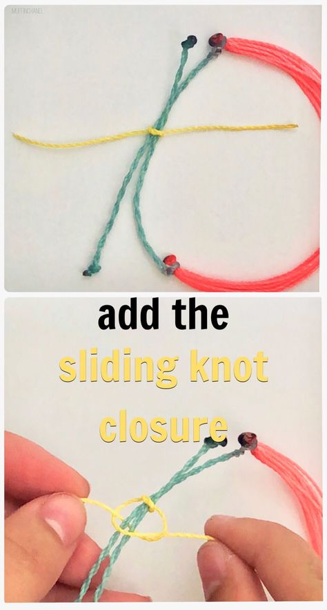 Embroidery Bracelets Diy, Sliding Knot Bracelet Diy, Friendship Bracelet Closure Ideas, Diy Corded Bracelets, Bracelet Slide Knot, Waxed Polyester Cord Bracelets Diy, Diy Pure Vida Bracelets, Bracelet Board Diy, Removable Friendship Bracelet