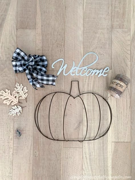 Wood Makeover, Pumpkin Makeover, Burlap Pumpkin Wreath, Pumpkin Wreath Diy, Budget Makeover, Sink Installation, Burlap Pumpkins, Dollar Tree Pumpkins, Fall Decor Wreaths