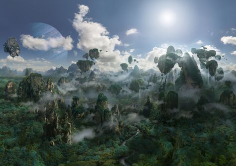 Ayram Alusìng (The Floating Mountains) Plant Concept Art, Hallelujah Mountains, Avatar Concept Art, Floating Mountains, Dylan Cole, Miss Marvel, Avatar 1, Bangunan Minecraft, Fantasy World Map