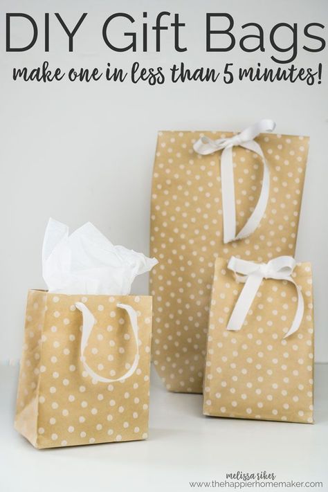 It's easy to make your own DIY Gift Bags in under 5 minutes using wrapping paper, tape and ribbon! Perfect for Christmas or wrapping oddly shaped presents! Diy Gift Bags From Wrapping Paper, Diy Gift Bags Paper, Diy Gift Bags, Homemade Gift Bags, How To Make A Gift Bag, Diy Paper Bag, Wrapping Paper Crafts, Gift Bags Diy, Bags Diy