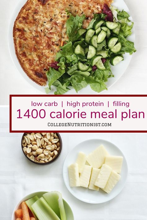 1400 Calorie High Protein, Low Carb Meal Plan with Pizza — The College Nutritionist 1400 Calorie Diet, 1400 Calorie Meal Plan, 1500 Calorie Meal Plan, High Protein Meal Plan, Rachel Paul, College Nutritionist, Macro Diet, Protein Meal Plan, Lunch Box Bento