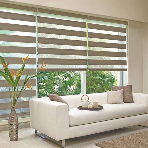 Large Windows Living Room, Curtains Pictures, Contemporary Windows, Zebra Blinds, Living Room Blinds, Blinds Design, House Blinds, Blackout Blinds, Bedroom Windows