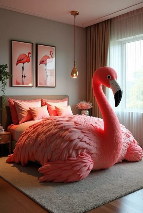 Flamingo Bedroom Ideas, Flamingo Bathroom Decor, Preppy Apartment Decor, Flamingo Projects, Crazy Furniture, Flamingo Bedding, Flamingo Stuff, Alzheimer's Prevention, Flamingo Pictures