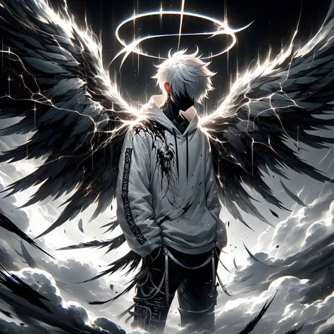 Demonic Wallpaper Dark, Demon Wallpaper Dark, Demon Guy Art, Angle Warrior, Demon Boy Art, Anime Angel Boy, Demon And Angel, Dark Anime Pfp, Devil Boy