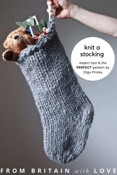 How to knit a Christmas stocking - From Britain with Love Olga Prinku, Diy Knitting Needle Case, Knitted Christmas Stocking Patterns, Knitted Stocking, Knitting Needle Case, Christmas Stockings Diy, Stockings Outfit, Stockings Christmas, Christmas Stocking Pattern