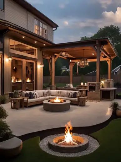 Patio Layout, Food Fusion, Dream Patio, Outdoor Patio Designs, Post Secret, Backyard Renovations, Patio Fire Pit, Backyard Remodel, Backyard Inspo