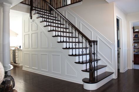 5 Stunning Stairway Trends for Your Home | The Money Pit Indoor Stair Railing, Stair Railing Makeover, Diy Staircase, Iron Staircase, Iron Stair Railing, Wrought Iron Stairs, Stair Railing Design, Staircase Remodel, Staircase Makeover