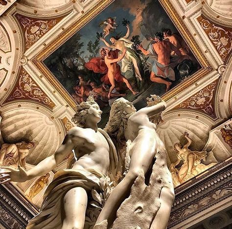 "Apollo and Daphne" by Bernini at Galleria Borghese (pic by @vittoria.sichetti via @museitaliani ) - This is a life-sized Baroque marble #sculpture by Italian artist Gian Lorenzo Bernini executed between 1622 and 1625. Housed in @galleriaborgheseufficiale in Rome the work depicts the climax of the story of Daphne and Phoebus in Ovid's Metamorphoses #art #italy #artcourse #studyabroad #arte #italia #scultura #escultura #studiainitalia #cursodearte #bernini #love #valentines #sanvalentino #cupid # Museum Quotes, Museum Drawing, Italy Museum, Museum Paintings, Apollo And Daphne, Museum Photoshoot, Galleria Borghese, Photoshoot Art, Museum Plan