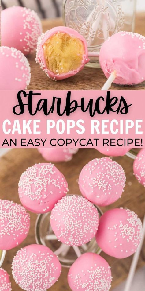 Starbucks Cake Pops Recipe, Starbucks Cake Pops, Cake Pop Recipe Easy, Pink Cake Pops, Cake Pops Recipe, Cake Ball Recipes, Starbucks Cake, Starbucks Birthday, Birthday Cake Pops