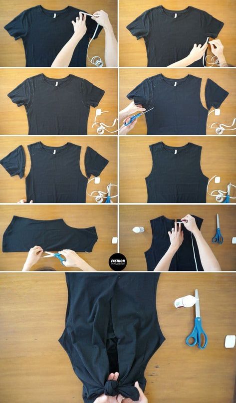 Shirt Alterations, Diy Clothes Ideas, Diy Cut Shirts, Diy Clothes Refashion, Upcycle Clothes Diy, Diy Clothes Videos, Tshirt Refashion, Diy Vetement, T-shirt Refashion