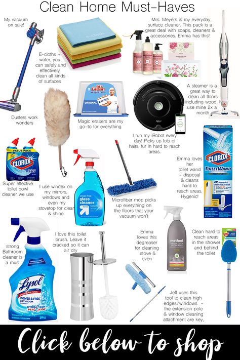 16 Cleaning Supplies & Tools You Can't Live Without - Best deep cleaning routine and cleaning products everyone needs in their home. Disinfect your home! Cleaning Supplies Checklist, Cleaning Supplies List, Casa Clean, Cleaning Supplies Organization, Bathroom Cleaning Supplies, Cleaning And Organization, House Cleaning Checklist, Deep Cleaning Tips, Cleaning Motivation